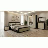 Dormitor Torino cu pat cu somiera metalica rabatabila pentru saltea 160x200 cm, Wenge / Brad